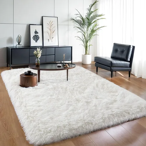 Vista 18 de KICHOWUA - Tapete grueso y esponjoso de 3 x 5 pies, color negro, ultrasuave, lavable, antideslizante, acogedor y peludo, para sala, dormitorio
