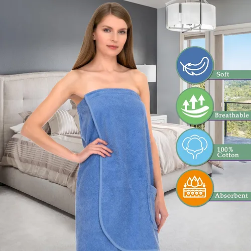Vista 6 de TowelSelections Womens Shower Wrap Adjustable Cotton Terry Cloth Bathwrap Gym Cover-up