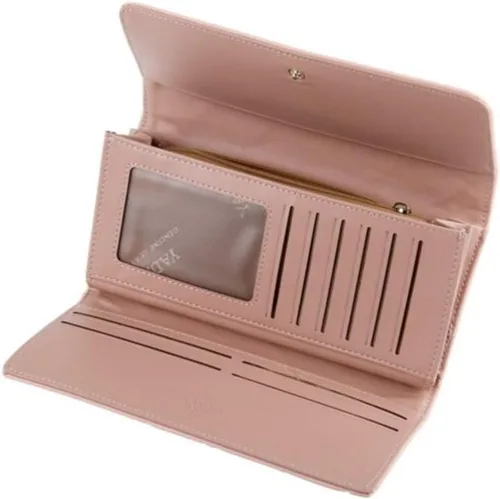 Vista 3 de Cartera de cuero con bloqueo RFID para mujer y mujer con ventana de identificación múltiples ranuras para tarjetas cartera plegable de viaje