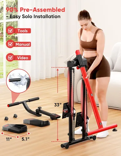 Vista 8 de YOLEO Escaleras de resistencia ajustable para ejercicio en casa, escaleras plegables de cardio con 3 modos de entrenamiento y pedal de gran