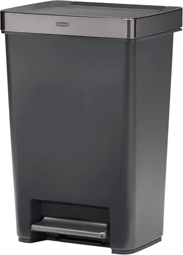 Vista 8 de Rubbermaid Serie Premier IV Contenedor de basura con tapa para pisar para el hogar y la cocina, 12.4 galones, tapa de acero inoxidable color carbón