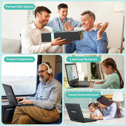 Vista 8 de POFOTO Reproductor de DVD portátil de 17.5 pulgadas con pantalla HD grande de 15.6 pulgadas, batería recargable de 6 horas, altavoces duales, libre