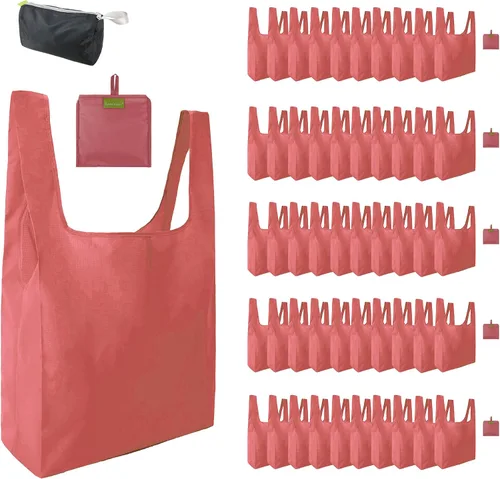 Vista 45 de BeeGreen Bolsas de comestibles reutilizables de Navidad con bolsa de almacenamiento con cremallera, paquete de 10 bolsas de compras reutilizables a