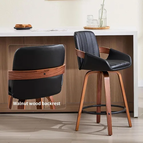 Vista 4 de VipDesk - Taburetes de bar giratorios, taburetes de bar de 26" de altura de mostrador con respaldo y brazos, sillas de bar tapizadas modernas