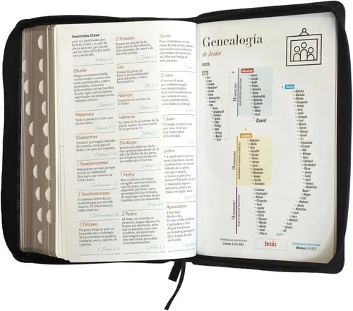Vista 8 de Biblia Reina Valera 1960 tamaño Manual letra Grande 12 Puntos- Imitación Piel Negro/Negro con cierre y con índice. Colección ABBA., Negro