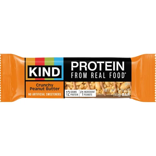Vista 5 de KIND Barras de proteínas, mantequilla de maní crujiente, aperitivos saludables, sin gluten, 0.47 onzas de proteína, 12