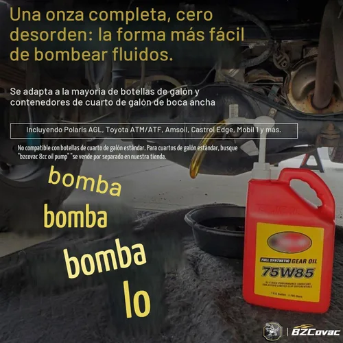Vista 2 de Bomba de transferencia de aceite manual de 30 cc para botellas de galón y botellas de cuarto de galón de boca ancha - Transfiere aceite