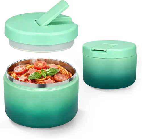 Vista 13 de Pawtong Tarro de comida aislado al vacío de 12 onzas con tapa de hebilla, termo de sopa de boca ancha para comida caliente para niños, contenedor