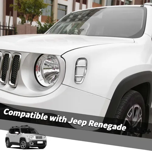 Vista 2 de Jimen Compatible con Jeep Renegade 2015-2023, cubierta de luz de marcador lateral de guardabarros automático (cromado)