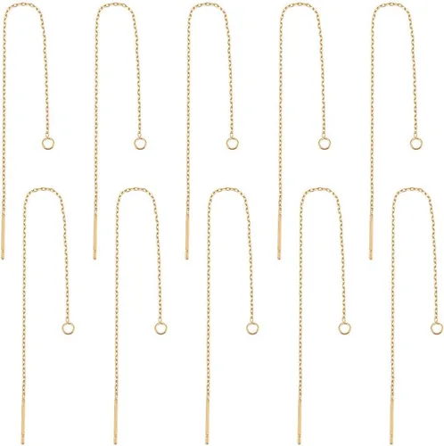 Vista 9 de UNICRAFTALE 40 piezas de 3.543 in, 2 colores, hilos de oreja de acero inoxidable, aretes colgantes de cadena larga con lazo para hacer aretes