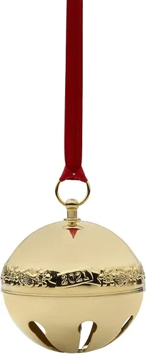 Vista 2 de Wallace 32ª edición 2021 Adorno de campana de trineo chapada en oro, oro, Navidad