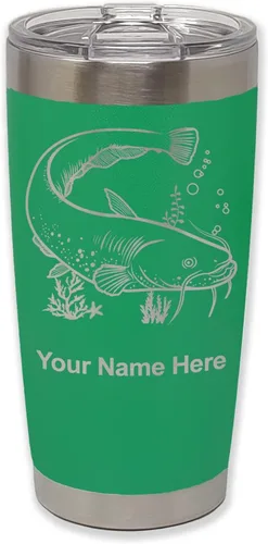 Vista 36 de LaserGram Vaso aislado al vacío de 20 onzas, bagre, grabado personalizado incluido (negro)