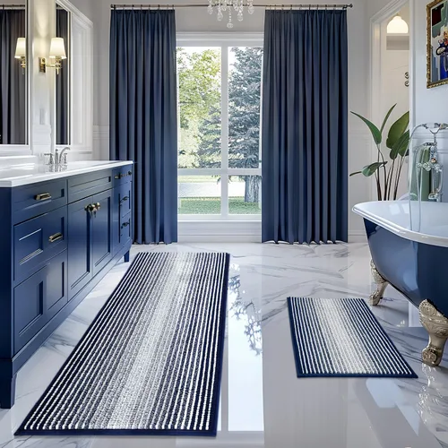 Vista 116 de BSICPRO Tapetes de baño de felpilla, 20 x 32 pulgadas, antideslizantes, absorbentes, suaves, peludos, para baño, lavables a máquina (salvia)