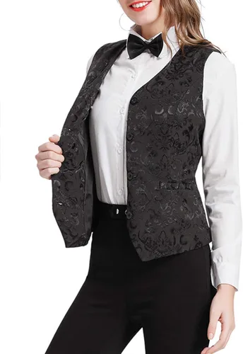 Vista 5 de GRACE KARIN Chaleco Waistcoat para Mujer Vestido Vintage Steampunk Chaqueta Jacquard