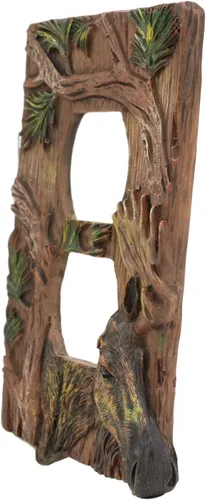 Vista 3 de Ebros - Juego de 2 platos de pared con cubierta eléctrica de ciervo y ciervo, alce rústico de bosque rústico pintado a mano, decoración occidental