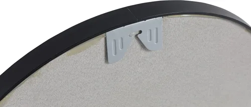 Vista 4 de Espejo de montaje en pared para baño, marco de metal negro, esquina redondeada, espejo de tocador de baño, espejo colgante decorativo, para sala