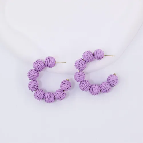 Vista 4 de Statement Rattan Hoop Earrings, Raffia Earrings for Women Girls, Bohemian Raffia Dangle Earrings, Trendy Summer Earrings Jewelry Gifts