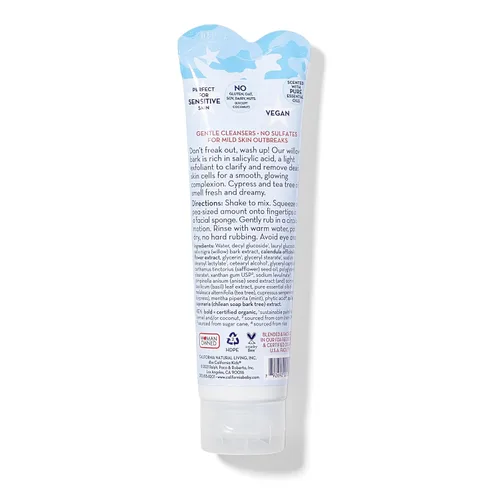 Vista 2 de California Kids Face Wash + Esponja Facial Lavado facial exfoliante suave Limpiador de ácido salicílico suave para pieles sensibles 1.8 onzas