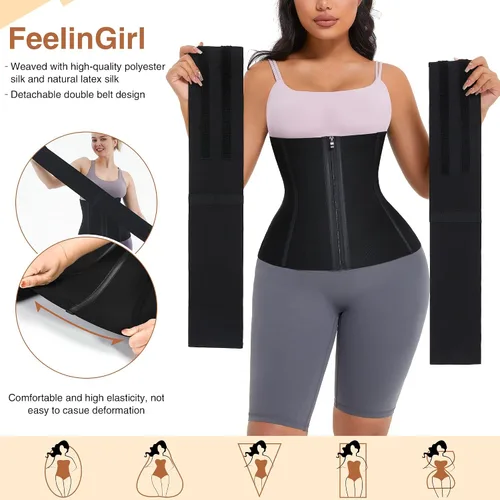 Vista 4 de FeelinGirl Latex Waist Trainer for Women Tummy Control Shapewear Waist Cincher Hourglass Body Shaper Workout 25-Steel Bones