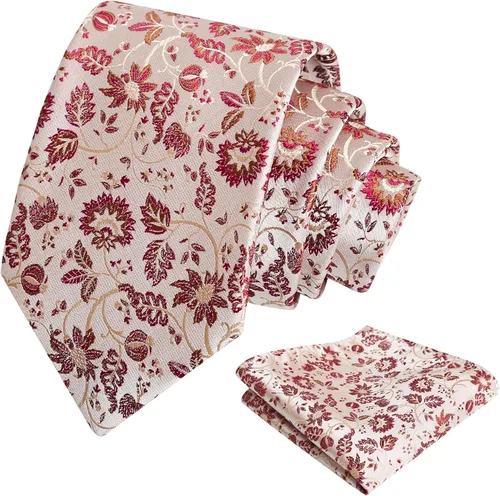 Vista 194 de Alizeal Mens 3.15inches Leaf Flower Pattern Tie with Floral Pocket Square Set
