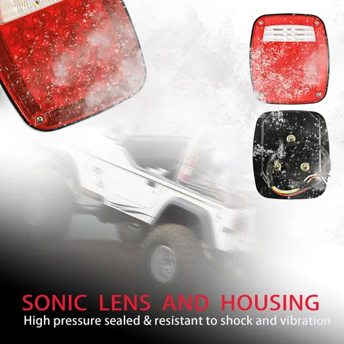 Vista 4 de Wellmax 2 luces traseras LED universales de 12 V con 38 LED rojos y blancos, luces de parada, giro, trasera, respaldo y señal