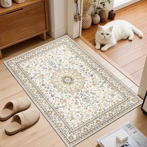 Vista 2 de Alfombras de área de 2x3 para sala de estar: alfombra vintage Beige