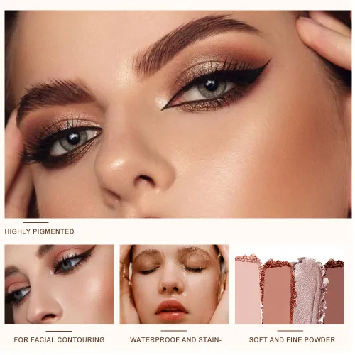 Vista 2 de Paleta de sombras de ojos de acabado múltiple, paleta de brillo metálico mate con polvo sedoso y suave, destello fino y duocromático, sombras 2#