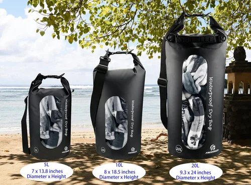 Vista 2 de Freegrace - Juego de 3 bolsas secas impermeables, bolsa seca con 2 cierres y correa de hombro desmontable; bolsa de cintura y funda para teléfono