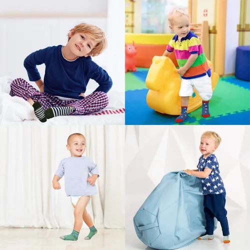 Vista 2 de Calcetines SkiBeaut para niño 12 pares de calcetines antideslizantes para niño calcetines de algodón con adherencia para niños de 1-3 3-5 5-7 años