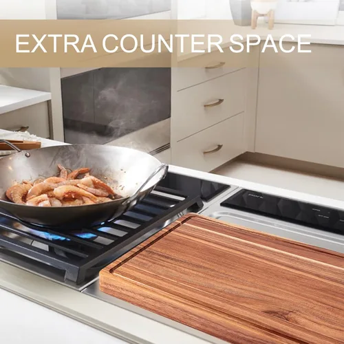 Vista 4 de Tabla de cortar de madera de acacia grande de 20 pulgadas 1.5" de espesor, tabla de cortar de madera reversible para cocina, tabla de quesos