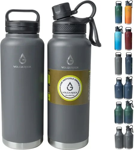 Vista 11 de Botella de agua deportiva aislada con tapa con pajilla, a prueba de polvo, 3 tapas, 24/32/40/64 onzas, apta para lavavajillas y sin BPA, botella