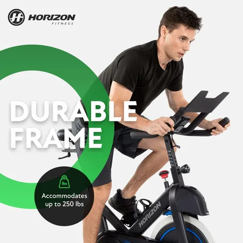 Vista 5 de Horizon Fitness 5.0 IC - Bicicleta de ciclismo para interiores, fitness y cardio, bicicleta de ciclismo de resistencia magnética con Bluetooth
