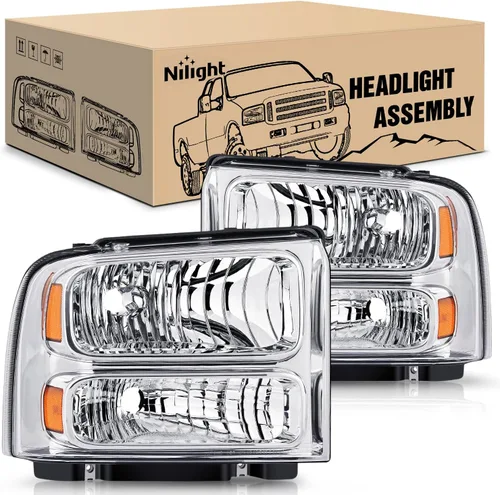 Vista 26 de Nilight - Conjunto de faros delanteros compatible con Ford F-150 Expedition 1997 1998 1999 2000 2001 2002 2003, carcasa negra, reflector ámbar