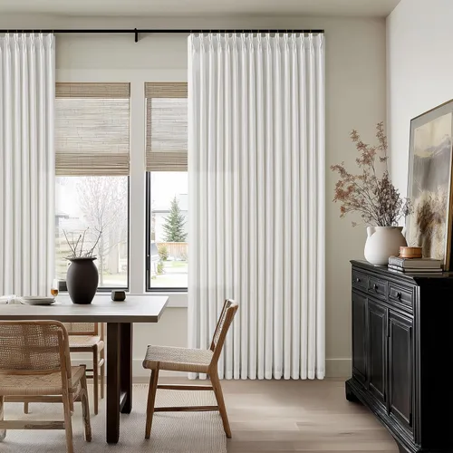 Vista 24 de TWODRAPES Cortinas de Lino Plisadas con Pinza Beige Blancas de 54 Pulgadas de Largo 2 Paneles para Comedor Cocina Dormitorio Plisadas Semi