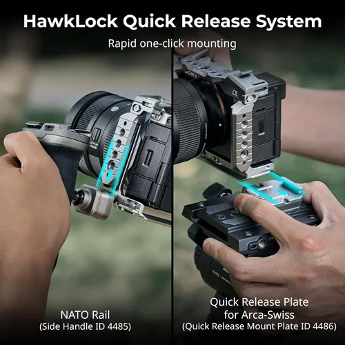 Vista 2 de Kit de Jaula de Cámara de Liberación Rápida SmallRig HawkLock para Sony A7C II/ A7CR con Empuñadura de Silicona Integrada, Jaula Completa de Acceso