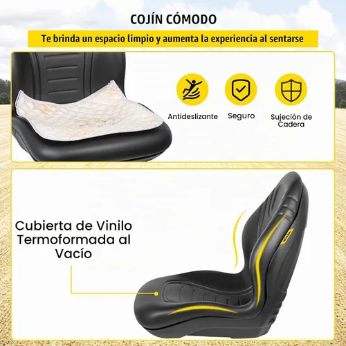 Vista 3 de VEVOR Asiento universal de repuesto para tractor, 2 piezas, asiento compacto de cortacésped de respaldo alto, asiento de carretilla elevadora