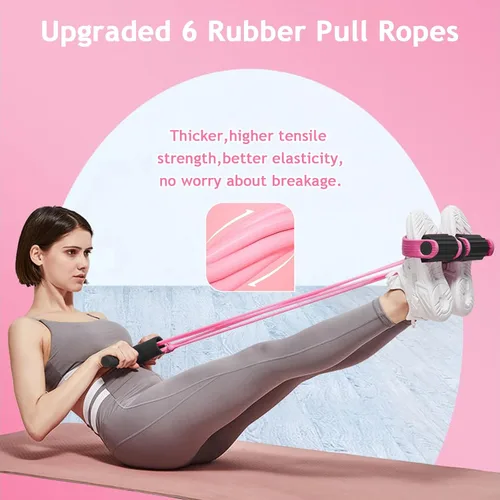 Vista 5 de Cuerda de tensión de 6 tubos, banda de resistencia elástica multifunción para pedal de yoga, cuerda de tensión de látex natural, equipo de fitness