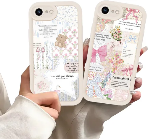Vista 24 de Paquete de 2 fundas protectoras para iPhone 8 Plus/7 Plus de 5.5 pulgadas con collage de versículos bíblicos de Jesús para mujeres y niñas, diseño