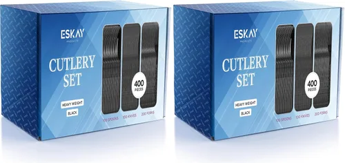 Vista 8 de Juego de cubiertos de plástico pesado, 200 tenedores, 100 cuchillos, 100 cucharas, combo de cubiertos desechables (negro)