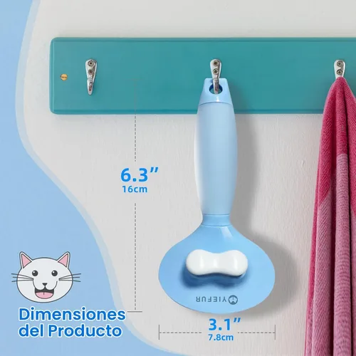 Vista 7 de Cepillo de gato para desprendimiento, cepillo autolimpiante para gatos de Azul