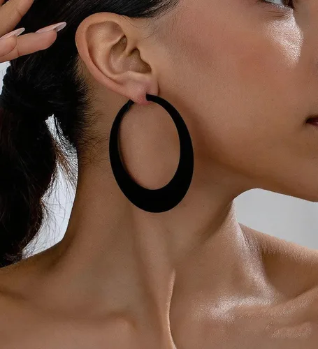 Vista 3 de Aretes de aro coloridos para mujer, aretes colgantes de neón de los años 80 y 90, aretes retro mate grandes, aretes gruesos exagerados, joyería Y2K