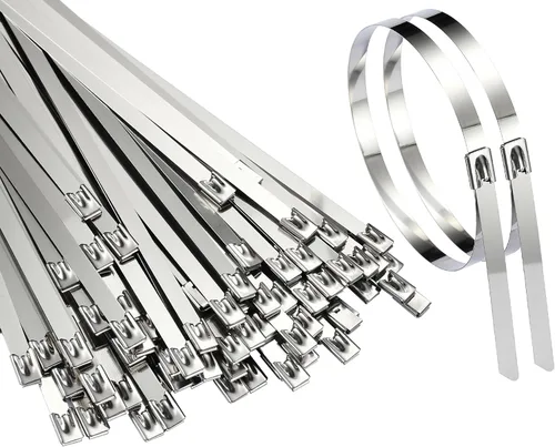 Vista 10 de Bridas de metal extra anchas de 15.8 pulgadas – bridas de acero inoxidable 304 resistentes Bridas de cables autobloqueantes para valla