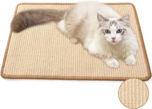 Vista 13 de FUKUMARU Paquete de 2 alfombrillas rascadoras para gatos, 19.6 x 11.8 pulgadas, almohadillas rascadoras de sisal natural para gatos