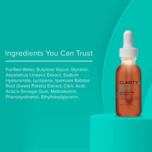 Vista 6 de ClarityRx Take Care - Suero facial antioxidante diario de té rojo, tratamiento facial hidratante y antienvejecimiento natural a base de plantas