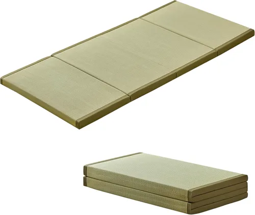 Vista 3 de HAGiHARA Tapete de tatami japonés, tapete plegable portátil de hierba Rush, colchón de futón tradicional para meditación, yoga, dormir o uso