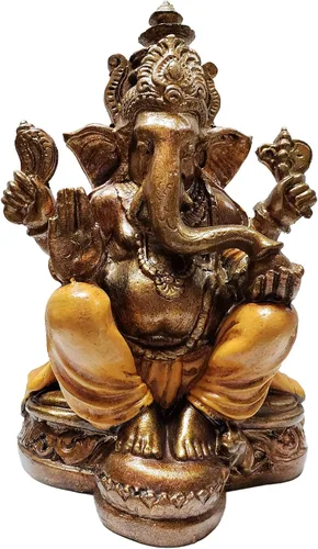 Vista 19 de Ganesha - Cabeza de elefante y cuerpo humano que elimina obstáculos del camino de uno, decoración de dormitorio, oficina en casa, estatua Rojo