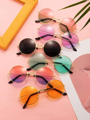 Vista 5 de 12 pares de gafas de sol hippie de los años 60 y 70 para mujeres y hombres gafas hippie retro lentes redondas lentes tintadas paquete de gafas