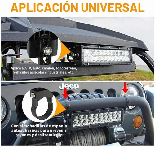 Vista 5 de Auxbeam Kit de soporte de montaje de 1.75 pulgadas, abrazaderas de jaula enrollable para barra de luz LED oculta, Jeep Wrangler, camiones