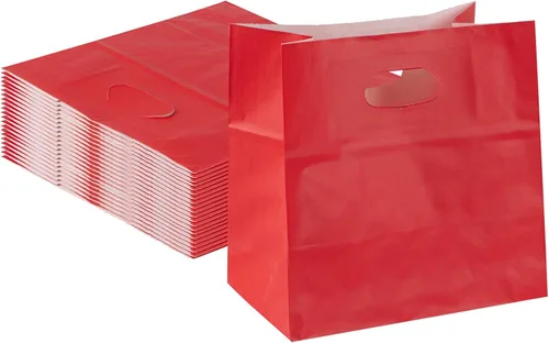 Vista 19 de Bag Tek Rectangle Paper Take Out Bag - with Handles - 11" x 7" x 11" - 100 count box