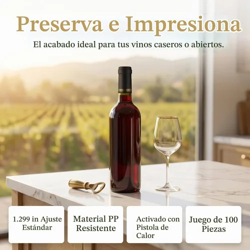 Vista 7 de DOITOOL 100 cápsulas termorretráctiles de PVC, sellador de vino, tapas retráctiles, tapones de corchos, cápsulas para bodegas profesionales de Negro